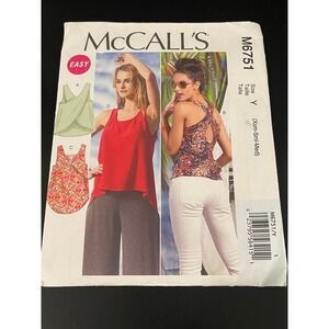 00297 McCall's M6751 Sewing Pattern Misses' Easy Tops Size‎ XS-S-M